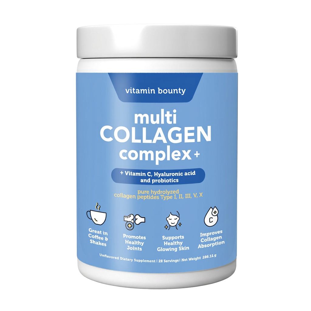 Front-facing Vitamin Bounty Multi Collagen Complex+ container
